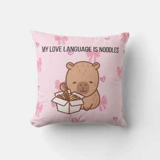 Mijn liefdestaal is noedels | Kawaii Capybara Deco Kussen