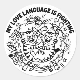 Mijn liefdestaal is vechten - Grappige vechtende k Ronde Sticker
