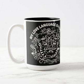 Mijn liefdestaal is vechten - Grappige vechtende k Tweekleurige Koffiemok