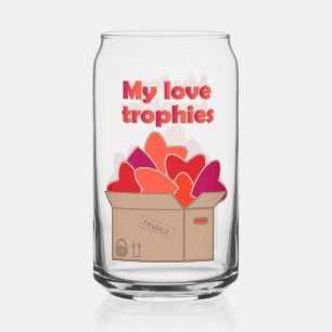 Mijn liefdestrofeeën in doos vol Valentijnse harte Blikvorm Glas