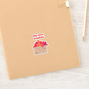 Mijn liefdestrofeeën in doos vol Valentijnse harte Sticker