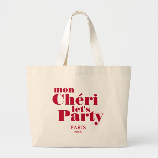 Mijn Liefje Laten we Feestvieren Kersenrood Vettge Grote Tote Bag (Voorkant)