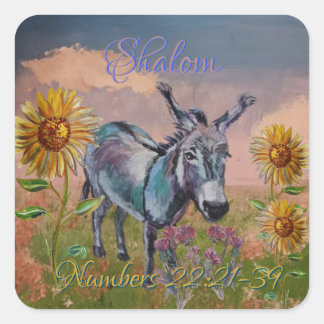mijn lieve Esther, ezel, wilde bloemen Vierkante Sticker