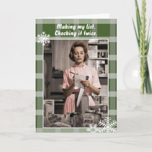 Mijn lijstje maken, dubbel checken Kerstkaart Feestdagen Kaart