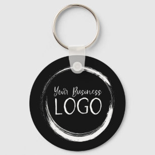 Mijn Logo op een ronde zwarte Sleutelhanger