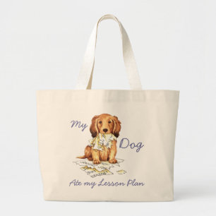 Mijn Longhaire Dachshund Ate mijn Lesson Plan Grote Tote Bag