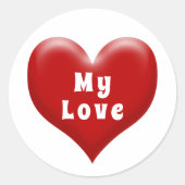 Mijn Love Red Heart Classic Round Sticker (Voorkant)