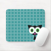 Mijn Lucky Black Cat Blue patterned Mousepad Muismat (Met muis)