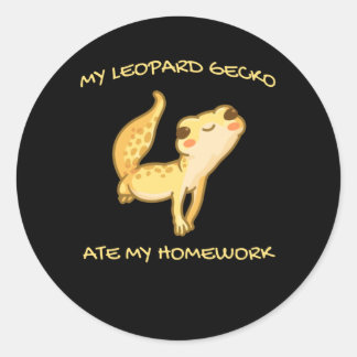 Mijn luipaard gekko at mijn huiswerk gekko Mannen Ronde Sticker