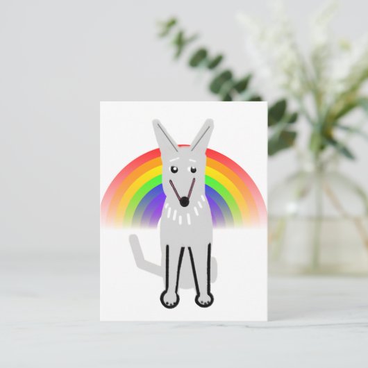 Mijn maan hond en regenboog, briefkaart (Staand voorkant)