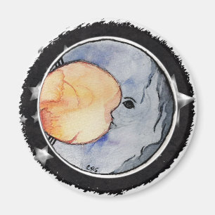 Mijn maan - Waterverf kind Magneet