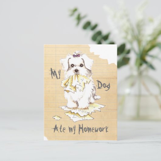 Mijn Maltese Ate my Homework Briefkaart (Staand voorkant)