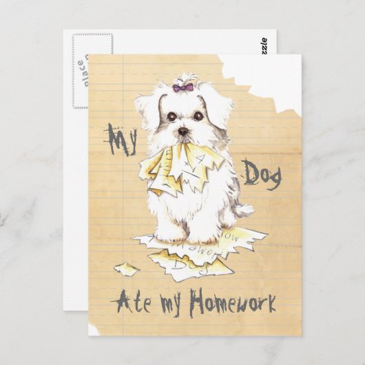 Mijn Maltese Ate my Homework Briefkaart (Voorkant / Achterkant)