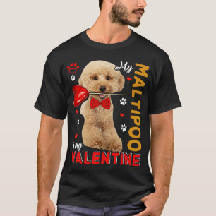 Mijn Maltipoo is mijn Valentijn Cute Dog Holding H T-shirt