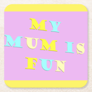 Mijn mama ontwerp met gedicht kleuren bleek gemeng vierkante kartonnen onderzetter