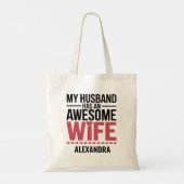 Mijn man heeft een Geweldige vrouw aangepaste naam Tote Bag (Achterkant)