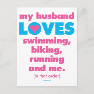 Mijn man houdt van triathlons (alleen tekst) briefkaart