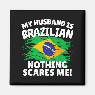 Mijn man is Braziliaans Funny Brazil-vlag cadeau v Magneet