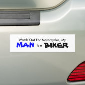 Mijn Man is een Bumpersticker van Biker (Op auto)
