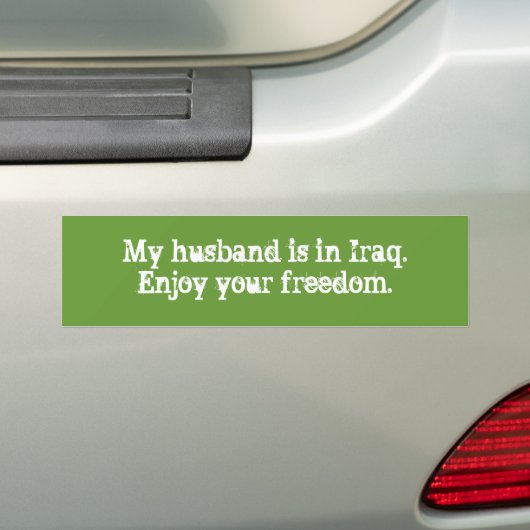 Mijn man is in Irak. Geniet van je vrijheid. Bumpersticker (Op auto)