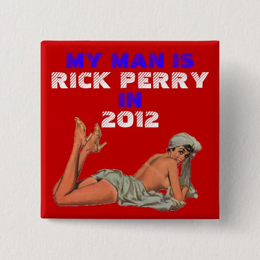 mijn man is rick perry vierkante button 5,1 cm (Voorkant)