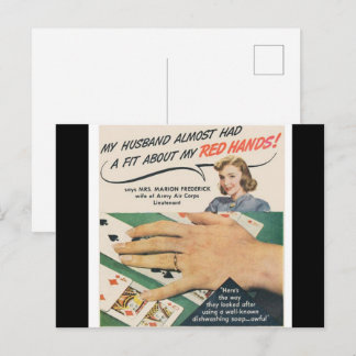 “Mijn man kreeg bijna een toeval over mijn rode ha Briefkaart