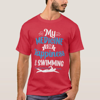 Mijn medicijn voor geluk is zwemsport retro t-shirt