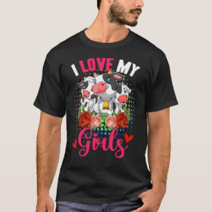 Mijn Meisjes Lief Drie Schattige Koeien Bloemen Bo T-shirt