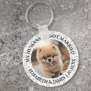 Mijn Mensen Getrouwd Huisdier Hond Fotobruiloft Sleutelhanger