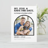 Mijn mensen krijgen een huwelijk met een hond. save the date (Staand voorkant)