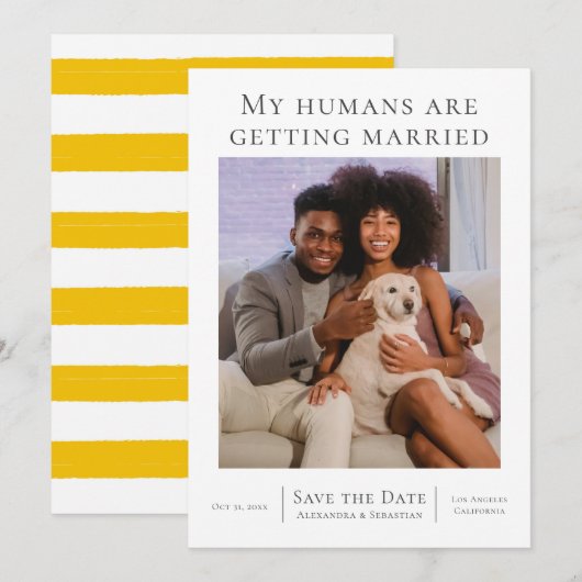 Mijn mensen worden gehuwd met huwelijksweddenschap save the date (Voorkant / Achterkant)