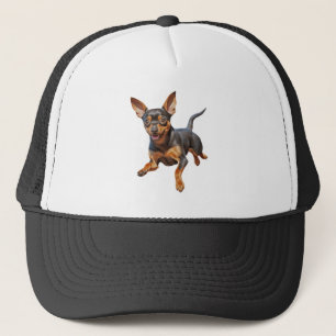 Mijn min pincher minpin puppy hond blij trucker pet