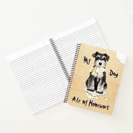 Mijn Mini Schnauzer Lab Ate Mijn thuiswerk Notitieboek (Binnen)