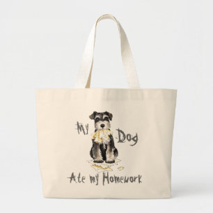 Mijn Miniatuur Schnauzer Ate Mijn Homework Grote Tote Bag