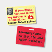 Mijn moeder is alleen thuis badge (Voor- en achterkant)