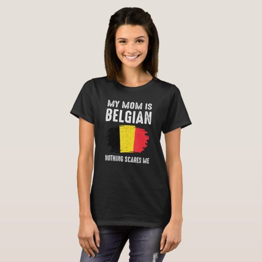Mijn moeder is Belgisch Belgisch Pride Vlag Erfgoe T-shirt (Voorkant volledig)