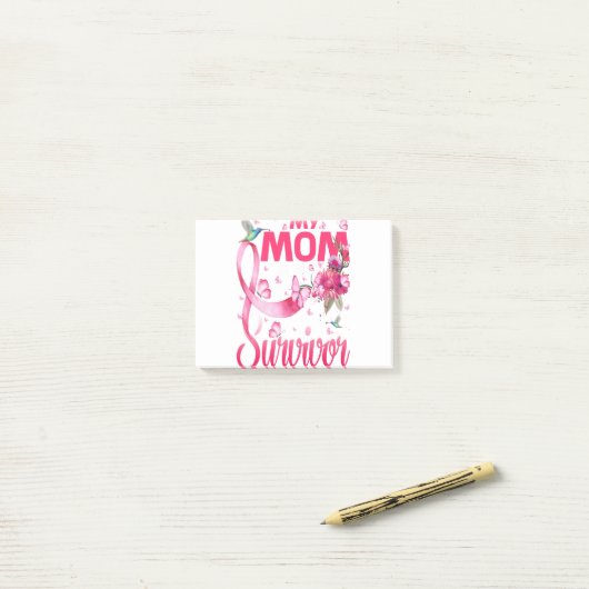 Mijn moeder is een overlevende borstkankerverwekke post-it® notes (Op bureau)