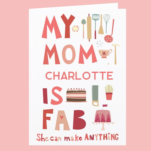 Mijn moeder is Fab gepersonaliseerde Fun Kaart