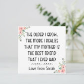 Mijn moeder is mijn beste vriend, Sentimental gift Feestdagenkaart (Staand voorkant)