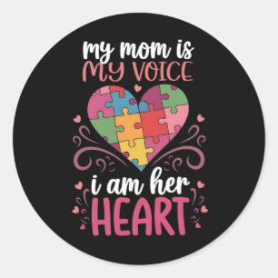 Mijn moeder is mijn stem Autisme Autistisch Bewust Ronde Sticker