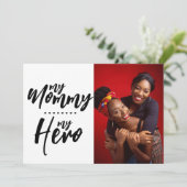 Mijn Moeder Mijn Held | Foto Moederdag Feestdagenkaart (Staand voorkant)