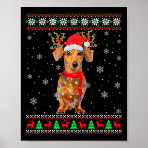 Mijn Mooie Lelijke Kerst Pyjama Shirt Dachshund Ho Poster