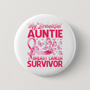 Mijn mooie tante Breast Cancer Survivor Butterf Ronde Button 5,7 Cm