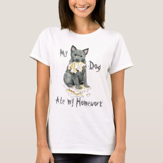 Mijn Mudi Ate Mijn thuiswerk T-Shirt (Voorkant)