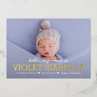 Mijn naam Echte Folie Baby geboorteaankondiging