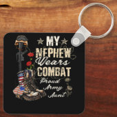 Mijn Nephew draagt een gevechtsboot van het rode l Sleutelhanger (Achterkant)