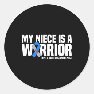Mijn nichtje is een strijder type 1 diabetes bewus ronde sticker