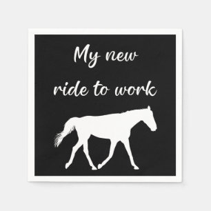 Mijn nieuwe rit naar het werk per paard Grappig Servet