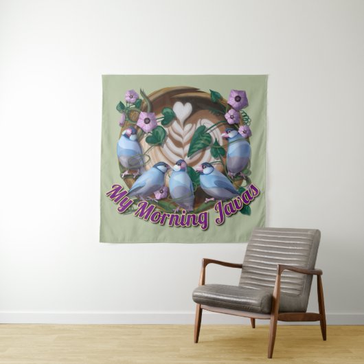 Mijn ochtend JAVA met rijstmusjes Wandkleed (In situ)