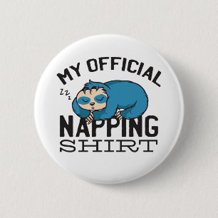 Mijn officiële dutje shirt - Lui slapende Luiaard  Ronde Button 5,7 Cm